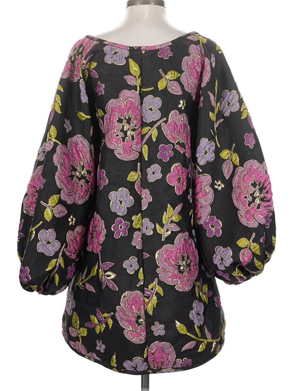 Arianne Elmy Good Luck Floral Jacquard Puff Sleeve Mini Dress XS - Picture 3 of 4